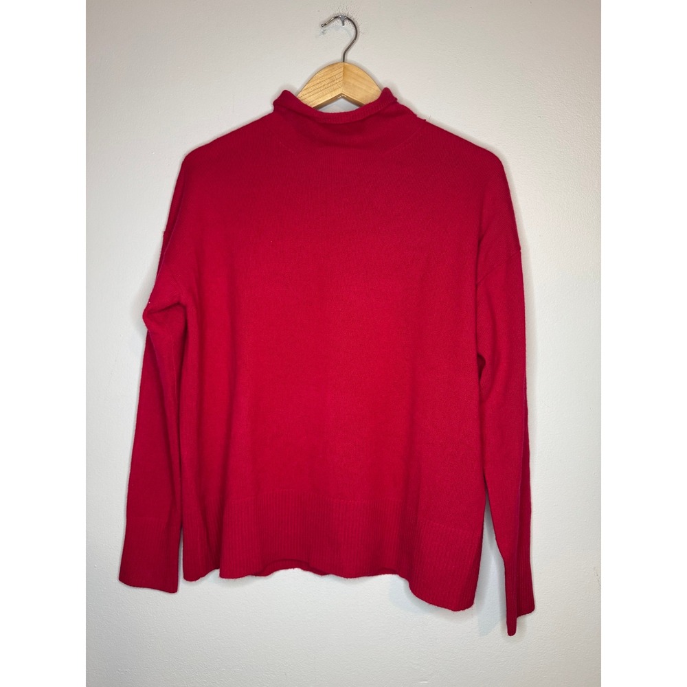 Nordstrom 100% Cashmere Mock Neck Sweater Red Long Sleeve XS Womens